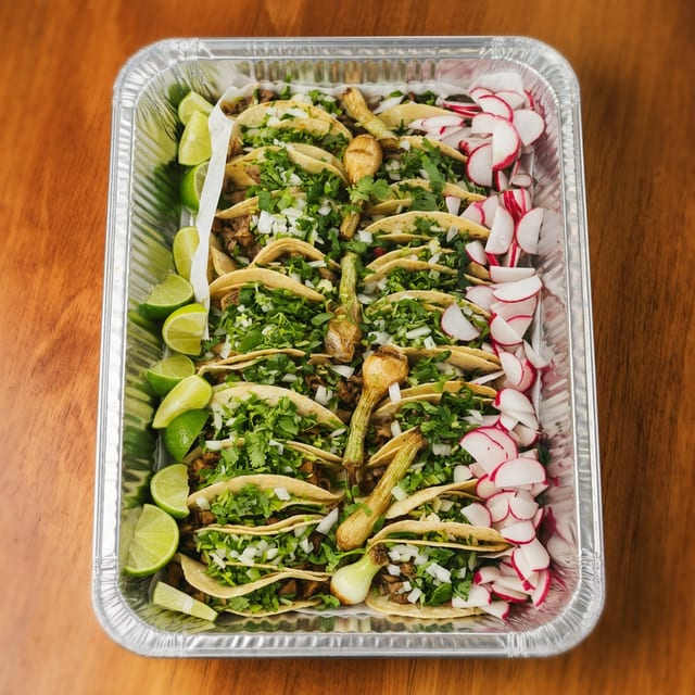 25 Taco Tray Of Lengua Or Asada Or Barbacoa.